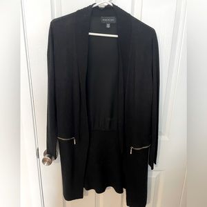 Premise Black Long Cardigan with Gold Zippers. Size Medium.
